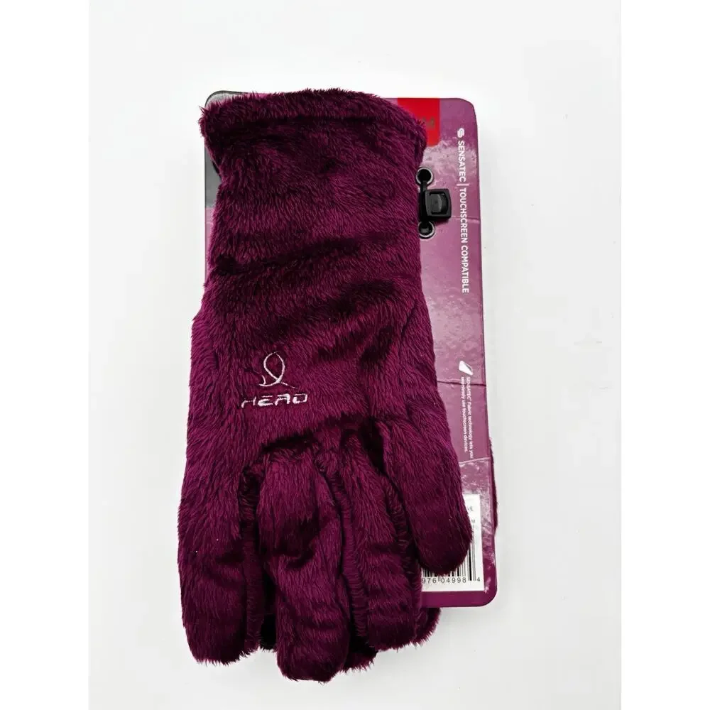 New. Head Sensatec Gloves Purple Medium Women's Faux Fur With Grip New With Tags